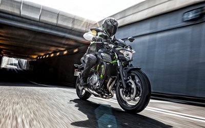 2019, Kawasaki Z650, vue de face, &#224; l&#39;ext&#233;rieur, sportive, nouveau noir Z650, japonais de motos, Kawasaki