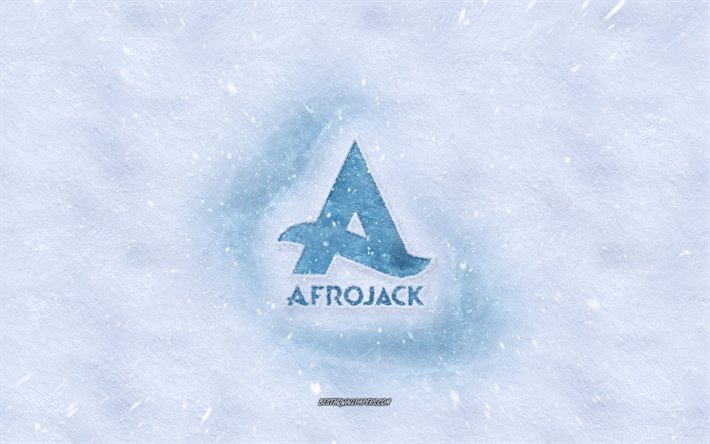 Afrojack logo, inverno concetti, consistenze di neve, neve, sfondo, Afrojack emblema, invernali, arte, Afrojack