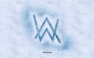 Alan Walker logo, inverno concetti, consistenze di neve, neve, sfondo, Alan Walker emblema, invernali, arte, Alan Walker