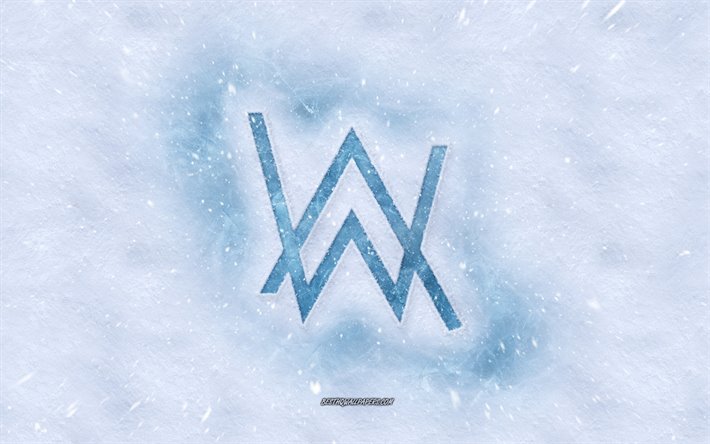 Alan Walker logo, winter concepts, snow texture, snow background, Alan Walker emblem, winter art, Alan Walker
