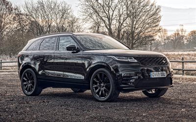2020, Land Rover, Range Rover Velar R-Dynaaminen Musta, n&#228;kym&#228; edest&#228;, ulkoa, musta MAASTOAUTO, uusi musta Range Rover Velar, tuning Velar, British autot