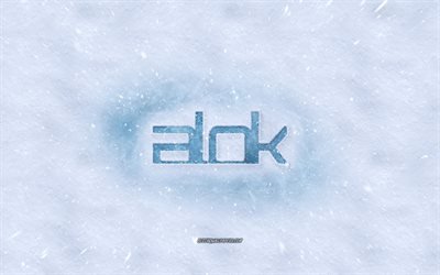 Alok logo, inverno concetti, neve texture, Alok Achkar Peres Petrillo, neve, sfondo, Alok emblema, invernali, arte, Alok