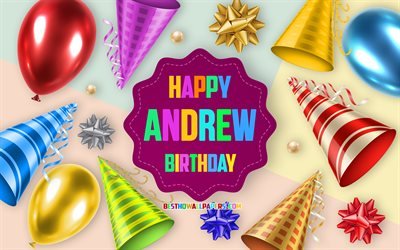 Happy Birthday Andrew, Birthday Balloon Background, Andrew, creative art, Happy Andrew birthday, silk bows, Andrew Birthday, Birthday Party Background
