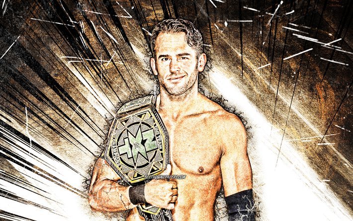 Roderick Strong, WWE, grunge art, american wrestlers, wrestling, brown abstract rays, Christopher Lindsey, wrestlers
