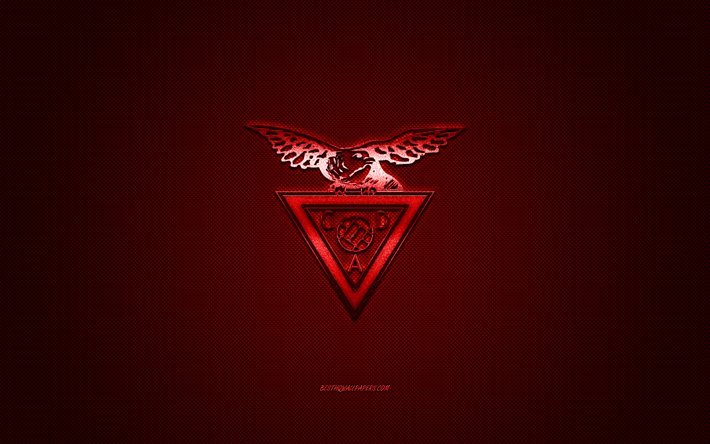 CD-Aves, Portugali football club, Premier League, punainen logo, punainen hiilikuitu tausta, jalkapallo, Linnut, Portugali, CD-Aves logo