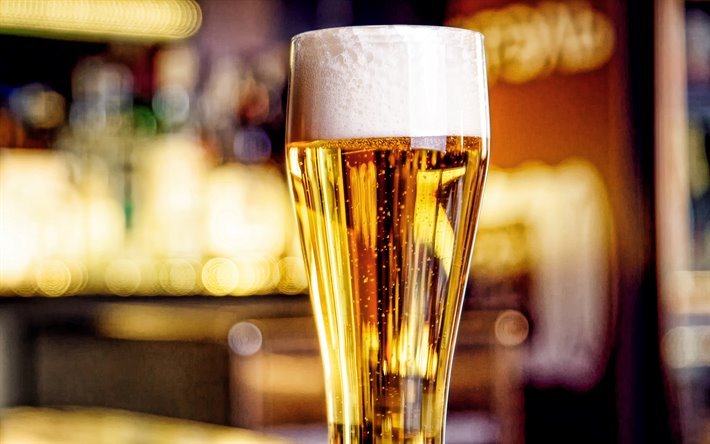 ビール, 光ビール, ガラスのビール, ドリンクの概念, バー