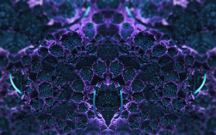 Fractal background, violet blue fractal, creative background, purple background