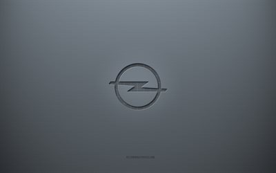 Logotipo da Opel, plano de fundo cinza criativo, emblema da Opel, textura de papel cinza, Opel, plano de fundo cinza, logotipo 3D da Opel