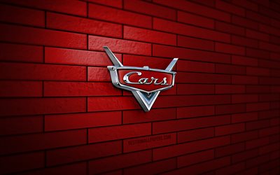 Logotipo do Cars Movie 3D, 4K, brickwall cinza, criativo, Cars Pixar Movie, logotipo do Cars Movie, Pixar, arte 3D, Cars Movie