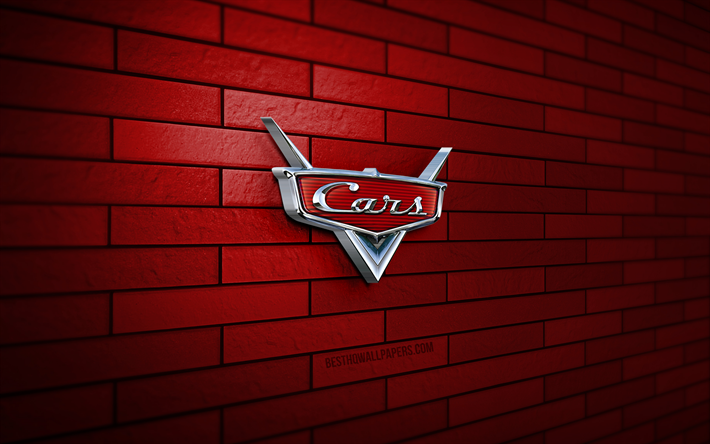 Cars Movie 3D logo, 4K, harmaa tiilisein&#228;, luova, Cars Pixar Movie, Cars Movie logo, Pixar, 3D art, Cars Movie