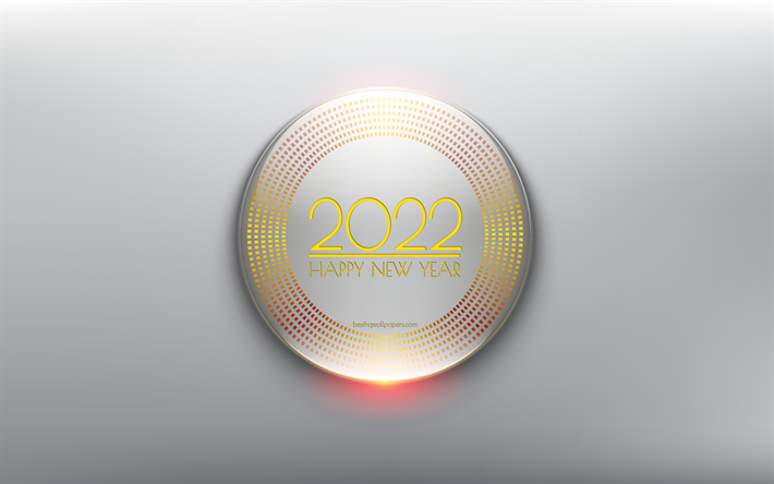 Felice Anno Nuovo 2022, 4k, giallo elementi 3d, 2022 Anno Nuovo, 2022 sfondo infografica, 2022 concetti, 2022 sfondo metallico