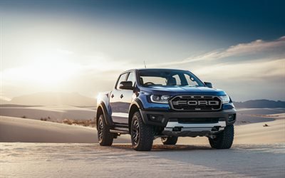Ford Ranger Raptor, 2019 auto, 4k, fuoristrada, deserto, Suv, Ford Ranger pick-up Ford