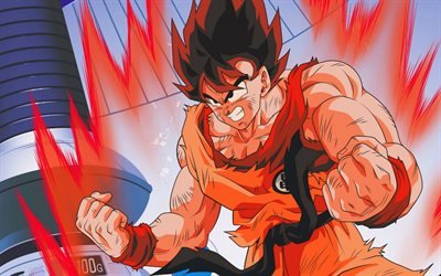4k, Nero Goku, arte, DBS, manga, Goku, fuoco, Dragon Ball Super