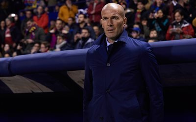 Zinedine Zidane al Real Madrid, allenatore, 4k, ritratto, francese, calciatore, calcio