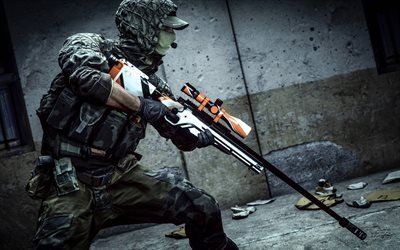 Asiimov Sniper, 4k, soldier, Battlefield 4