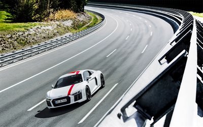 Audi R8 V10 RW, 4k, raceway, 2018 autoja, superautot, Audi R8, saksan autoja, Audi