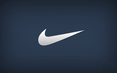 Nike, logo, emblem, blue background, sportswear