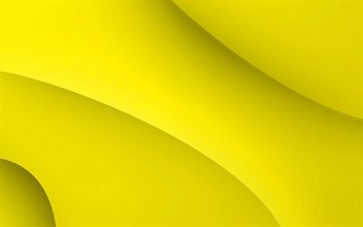 الأصفر خلفية 3d, موجات, خطوط, الأصفر الخلفية الإبداعية, العمل الفني 3d