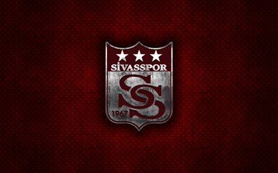 Sivasspor, Turkish football club, red metal texture, metal logo, emblem, Sivas, Turkey, Super Lig, creative art, football