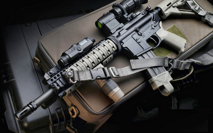 M4 Carbine, Combat Unis, Carabine Colt M4 Carbine, valises, M4, fusil Colt