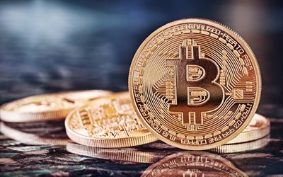 Bitcoin, golden coins, electronic money, coins, crypto currency, macro