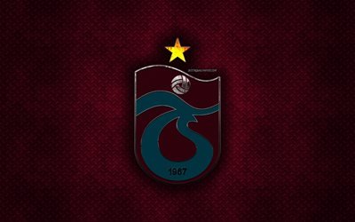 Trabzonspor, Turkish football club, purple metal texture, metal logo, emblem, Trabzon, Turkey, Super Lig, creative art, football