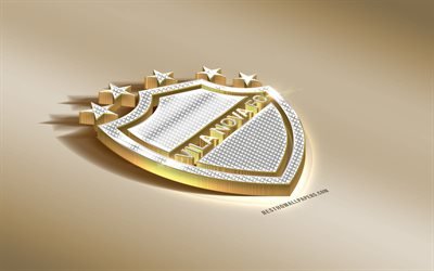 Vila Nova FC, Brazilian football club, golden silver logo, Goiania, Brazil, Serie B, 3d golden emblem, creative 3d art, football