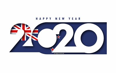 Nuova Zelanda 2020, Bandiera della Nuova Zelanda, sfondo bianco, Felice Anno Nuovo, Nuova Zelanda, 3d arte, 2020 concetti, Nuova Zelanda bandiera, 2020, il Nuovo Anno 2020 la Nuova Zelanda bandiera
