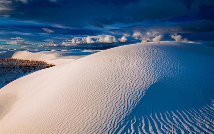 dunas de yeso, Parque Nacional de White Sands, Nuevo M&#233;xico, de arena blanca, dunas, hermoso paisaje, estados UNIDOS