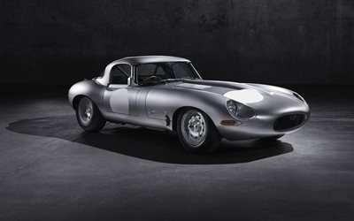 Jaguar E-Type, 1963, coupé d'argent, voitures rétro, de l'argent de Type E, voitures Britanniques, Jaguar