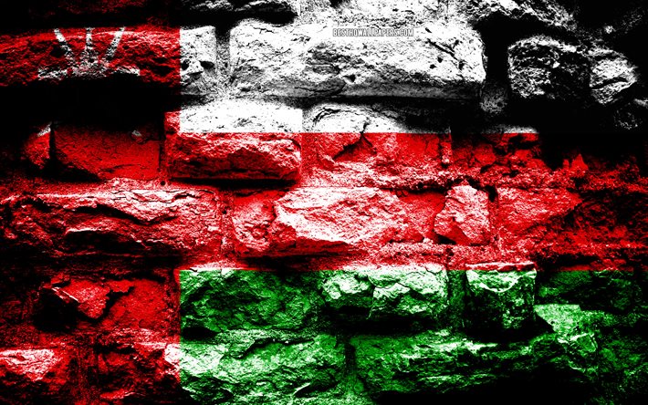 L&#39;Empire d&#39;Oman, grunge texture de brique, le Drapeau d&#39;Oman, drapeau sur le mur de brique, d&#39;Oman, des drapeaux des pays d&#39;Asie