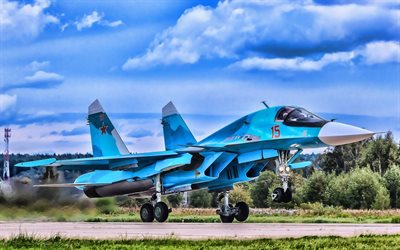 Sukhoi Su-34, HDR, chasseur-bombardier, l&#39;Arri&#232;re, Su-34, russe de l&#39;Air Force, l&#39;Arm&#233;e russe