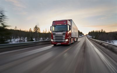 Scania R540, 4k, inverno, 2020 trucks LKW, trasporto merci, 2020 Scania R540, camion, Scania