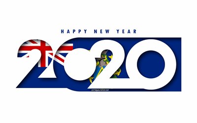 Isole Pitcairn 2020, Bandiera delle Isole Pitcairn, sfondo bianco, Felice Anno Nuovo Isole Pitcairn, 3d arte, 2020 concetti, Isole Pitcairn bandiera, 2020, il Nuovo Anno 2020 Isole Pitcairn bandiera