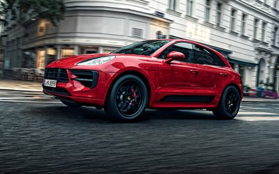 Porsche Macan, 2020, フロントビュー, 外観, 赤SUV, 新しい赤色Macan, ドイツ車, ポルシェ
