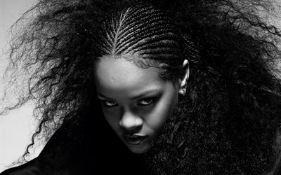 Rihanna, american singer, photoshoot, monochrome, portrait, popular singers, Robyn Rihanna Fenty
