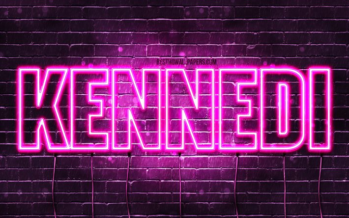 Kennedi, 4k, wallpapers with names, female names, Kennedi name, purple neon lights, horizontal text, picture with Kennedi name