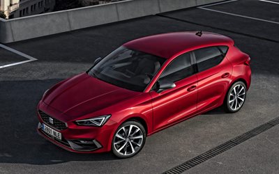 2020, Seat Leon, exterior, front view, red hatchback, new red Leon, spanish cars, Seat