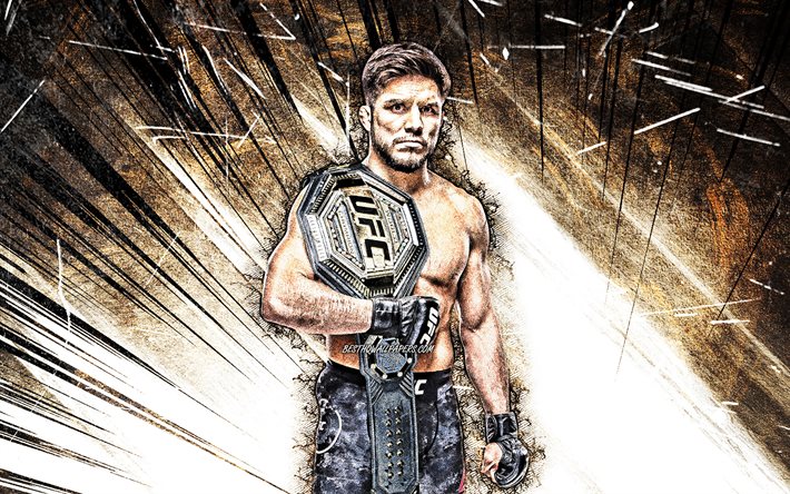 4k, Henry Cejudo, MMA, grunge art, american fighters, UFC, Mixed martial arts, brown abstract rays, Henry Cejudo 4K, UFC fighters, MMA fighters