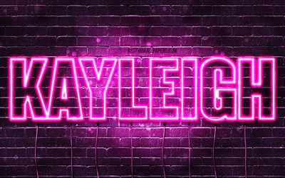Kayleigh, 4k, wallpapers with names, female names, Kayleigh name, purple neon lights, horizontal text, picture with Kayleigh name
