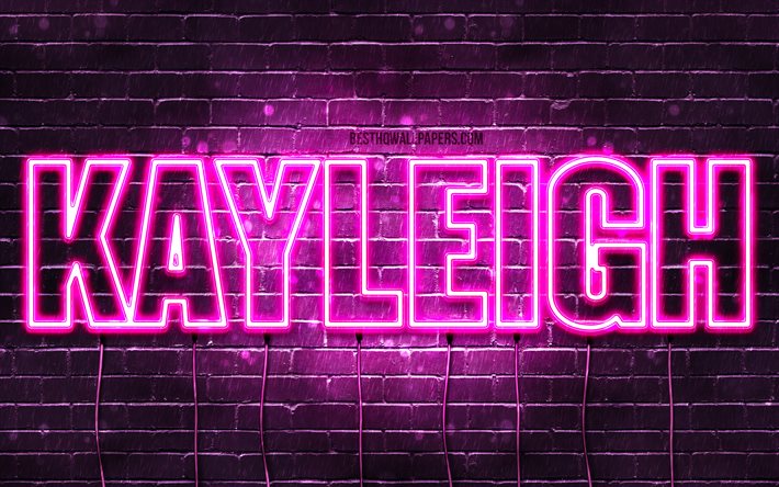 Kayleigh, 4k, tapeter med namn, kvinnliga namn, Kayleigh namn, lila neon lights, &#246;vergripande text, bild med Kayleigh namn
