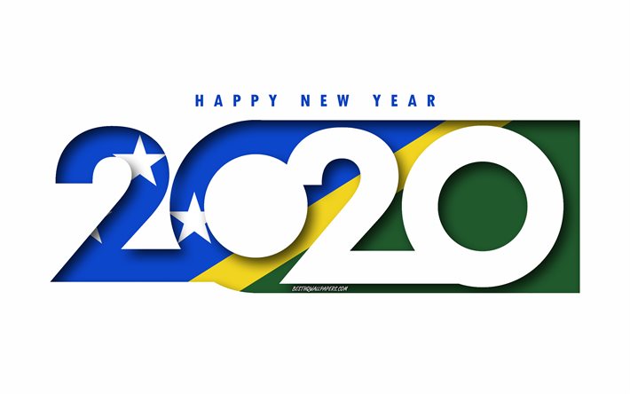 2020 Solomon Adaları, Solomon Adaları Bayrak, beyaz arka plan, Mutlu Yeni Yıl, Solomon Adaları, 3d sanat, 2020 kavramlar, Solomon Adaları bayrağı, 2020 Yeni Yıl, 2020 Solomon Adaları bayrağı