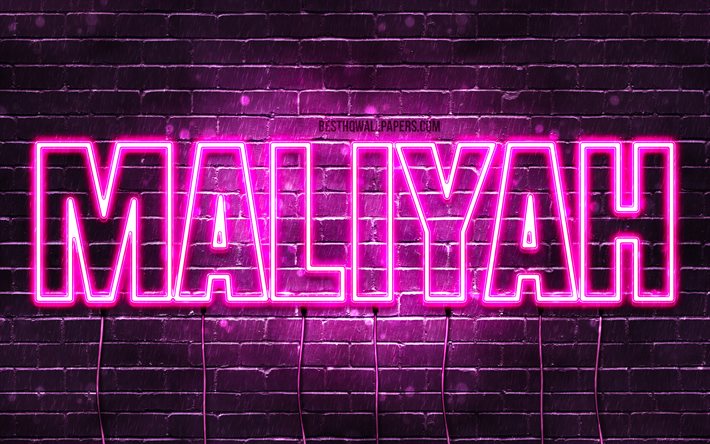 Maliyah, 4k, fondos de pantalla con los nombres, los nombres femeninos, Maliyah nombre, p&#250;rpura luces de ne&#243;n, el texto horizontal, imagen con Maliyah nombre