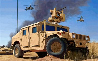 Humvee, SUVs, HMMWV, Ej&#233;rcito de los estados unidos, el desierto, HMMWV М1114, veh&#237;culos militares
