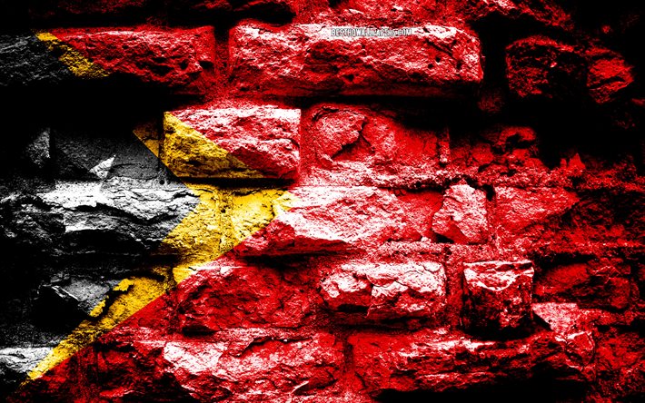 Imperio de Timor Oriental, el grunge textura de ladrillo, la Bandera de Timor Oriental, de la bandera en la pared de ladrillo, Timor Oriental, las banderas de los pa&#237;ses Asi&#225;ticos