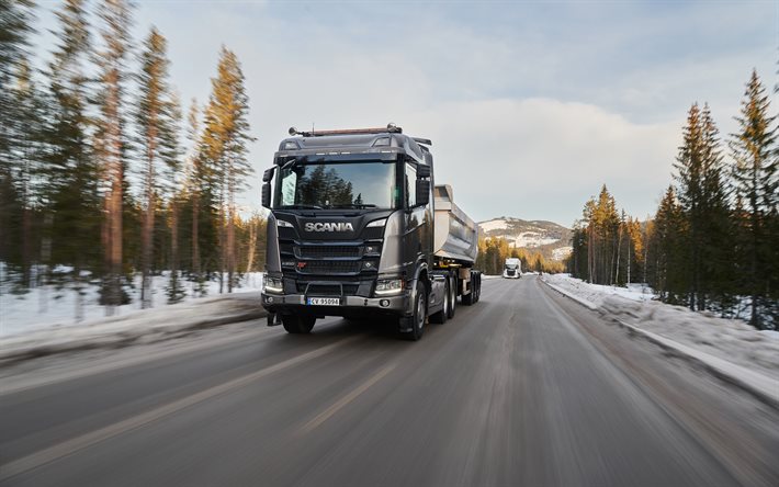 Scania R650 XT, 4k, vinter, 2020 f&#246;r lastbilar, dumper, Lastbil, cargo transport, 2020 Scania R650 XT, lastbilar, Scania