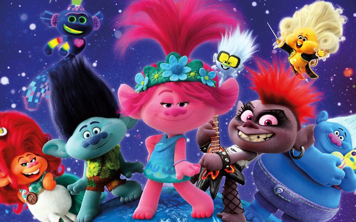 Trolls World Tour, 2020, 4k, characters, promotional materials, poster, main characters, Branch, Biggie