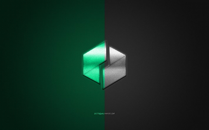Ubiq logotipo, emblema de metal, verde, negro de carbono, la textura, el cryptocurrency, Ubiq, finanzas conceptos