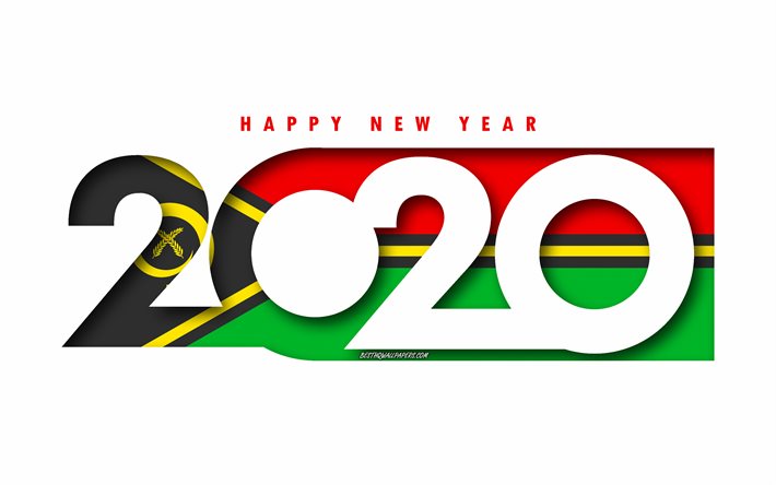 Vanuatu 2020, la Bandera de Vanuatu, fondo blanco, Feliz A&#241;o Nuevo Vanuatu, arte 3d, 2020 conceptos, Vanuatu bandera de 2020, A&#241;o Nuevo, 2020 bandera de Vanuatu