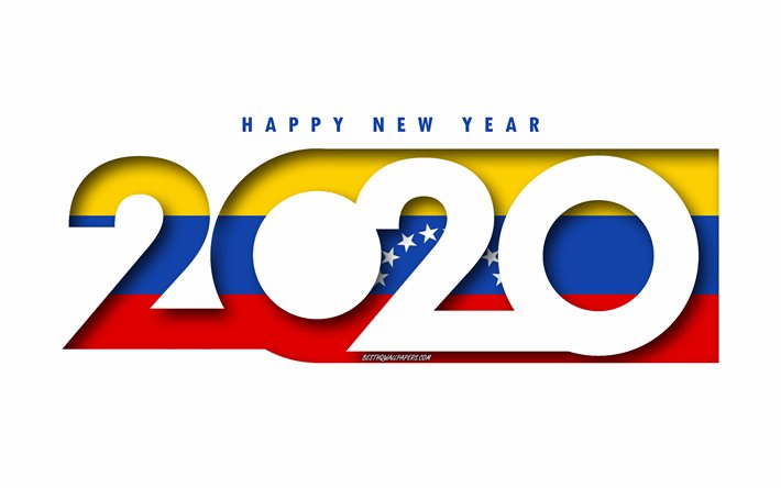 Venezuela 2020, Bandiera del Venezuela, sfondo bianco, Felice Anno Nuovo Venezuela, 3d arte, 2020 concetti, Venezuela bandiera, 2020, il Nuovo Anno 2020 Venezuela bandiera